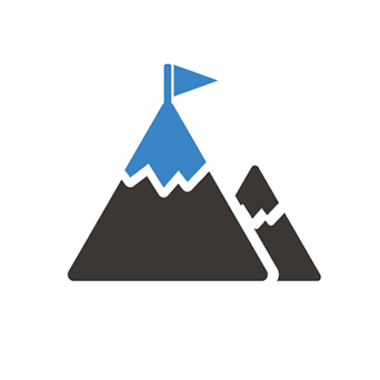 Black and blue mountain top icons 